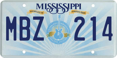 MS license plate MBZ214