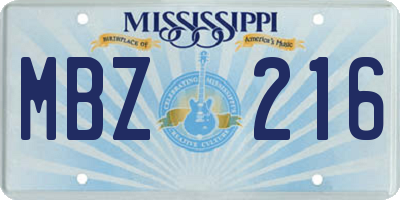 MS license plate MBZ216