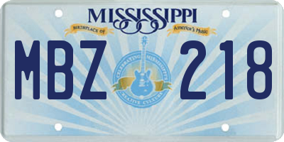 MS license plate MBZ218