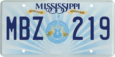 MS license plate MBZ219