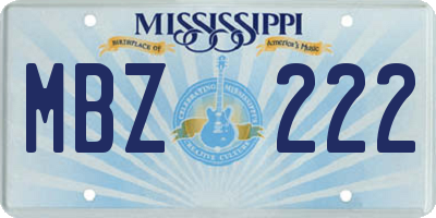 MS license plate MBZ222