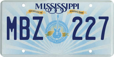 MS license plate MBZ227