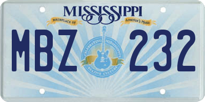 MS license plate MBZ232