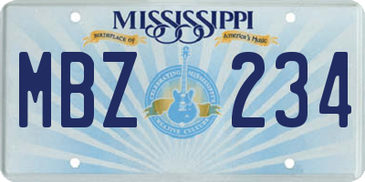 MS license plate MBZ234