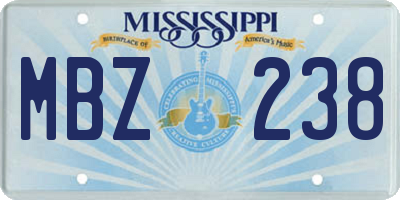 MS license plate MBZ238