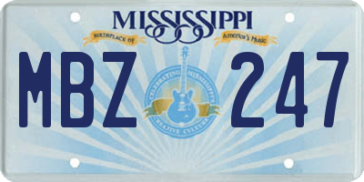 MS license plate MBZ247