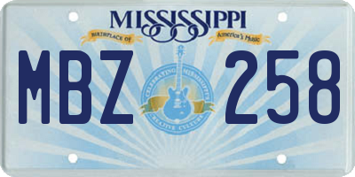 MS license plate MBZ258
