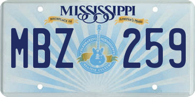 MS license plate MBZ259