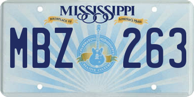 MS license plate MBZ263