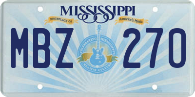 MS license plate MBZ270