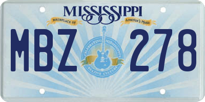 MS license plate MBZ278