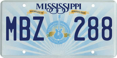 MS license plate MBZ288