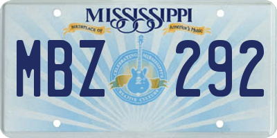 MS license plate MBZ292