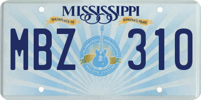 MS license plate MBZ310