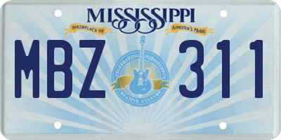 MS license plate MBZ311