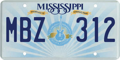 MS license plate MBZ312