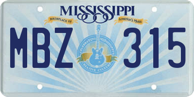 MS license plate MBZ315