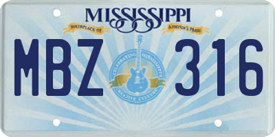 MS license plate MBZ316