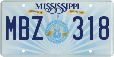 MS license plate MBZ318