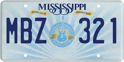 MS license plate MBZ321