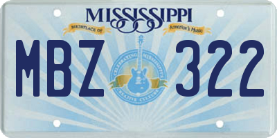 MS license plate MBZ322