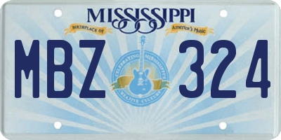 MS license plate MBZ324