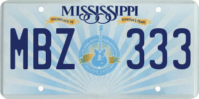MS license plate MBZ333