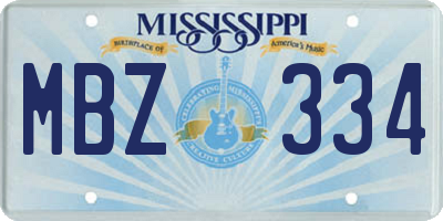 MS license plate MBZ334