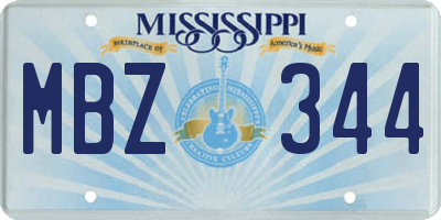 MS license plate MBZ344