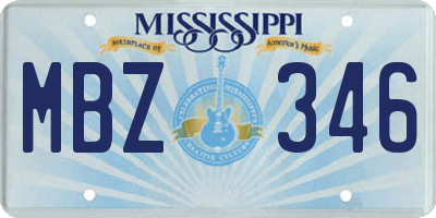 MS license plate MBZ346