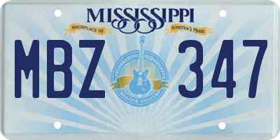 MS license plate MBZ347