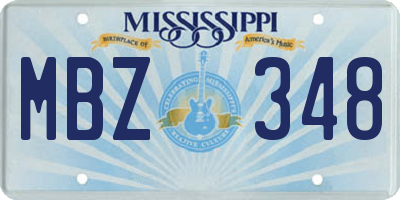 MS license plate MBZ348