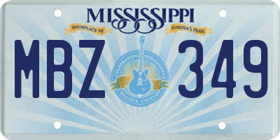 MS license plate MBZ349