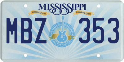 MS license plate MBZ353