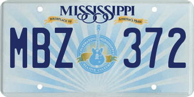 MS license plate MBZ372