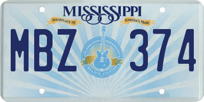MS license plate MBZ374