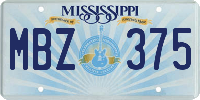MS license plate MBZ375