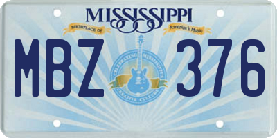 MS license plate MBZ376