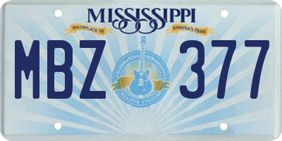 MS license plate MBZ377