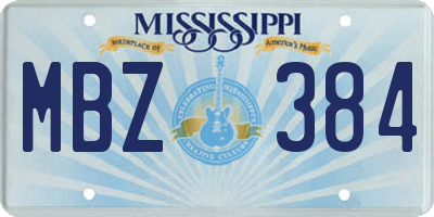 MS license plate MBZ384