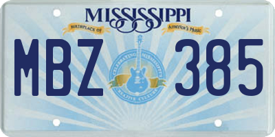 MS license plate MBZ385