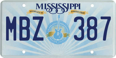 MS license plate MBZ387