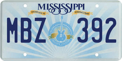MS license plate MBZ392