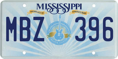 MS license plate MBZ396
