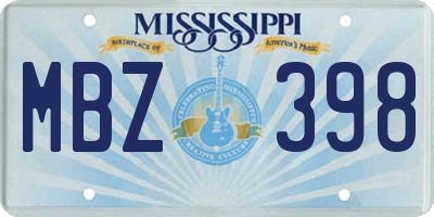 MS license plate MBZ398
