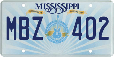 MS license plate MBZ402