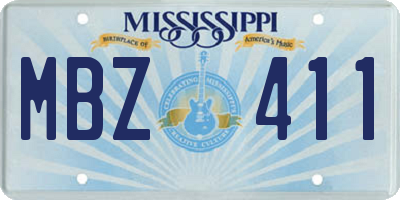 MS license plate MBZ411