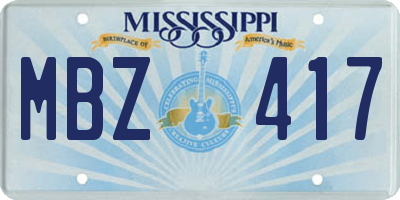 MS license plate MBZ417