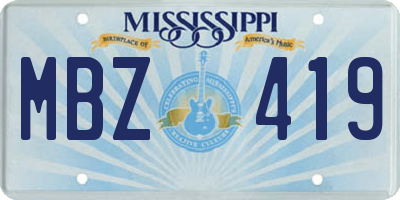 MS license plate MBZ419
