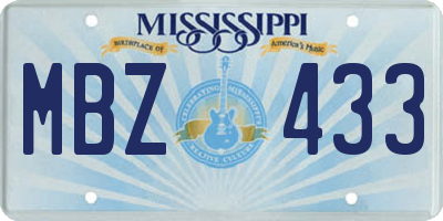 MS license plate MBZ433